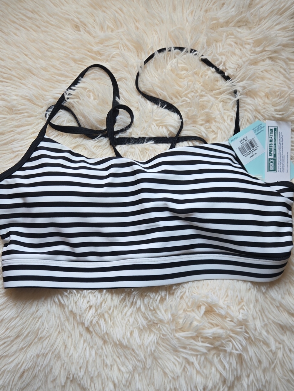 NEW DSG Black & White Striped Bikini Top